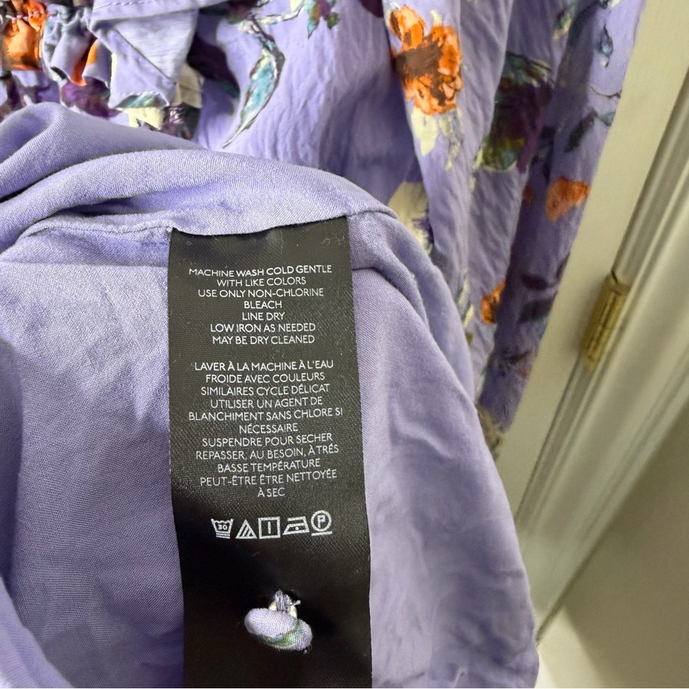 Anthropologie Lavender Floral Smock Mini Dress Womens Size‎ S - Picture 6 of 7